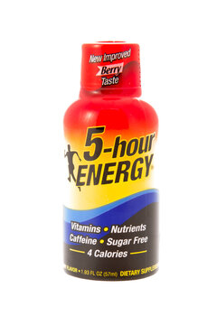 Winneconne, WI - 11 February 2015:  Bottle Of 5-hour Berry Flavor Energy Drink.