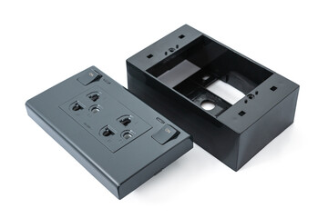 Black electric connect plugs isolated on white background.