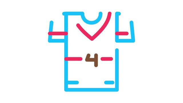 T-shirt with Number 4 Icon Animation. color T-shirt with Number 4 animated icon on white background