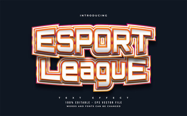 Esport League Text in Gaming Style with 3D Embossed Effect. Editable Text Style Effect