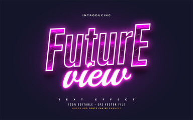 Future Text with Glowing Purple Neon Effect. Editable Text Style Effect