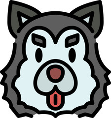 siberian husky color outline icon