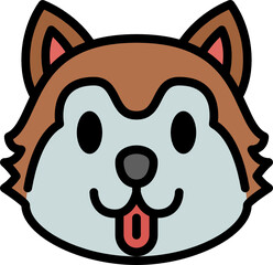 akita inu color outline icon