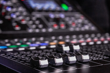 Fototapeta na wymiar sound mixer control panel