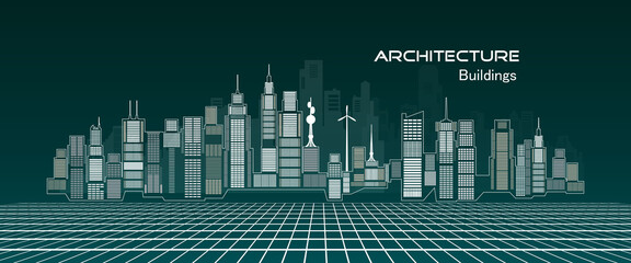 Architecture building concept design for modern city illustration.