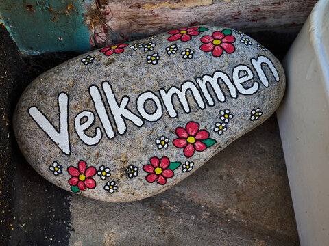 velkommen - welcome in Danish language decorative greeting