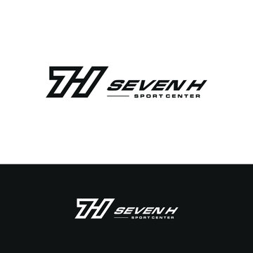 initial monogram 7H H7 geometric strong modern template logo design vector