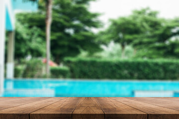 3D rendering, wooden top table on isolate light and blurred background