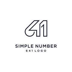 letter number 641 creative simple modern line outline smart template logo design vector