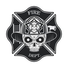 firefighter with skull badge
