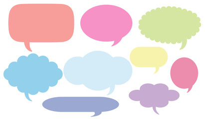set of color comic speech bubbles in flat
