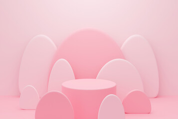 Cute 3d rendering of podium stand on pastel background abstract. Creative ideas minimalism.