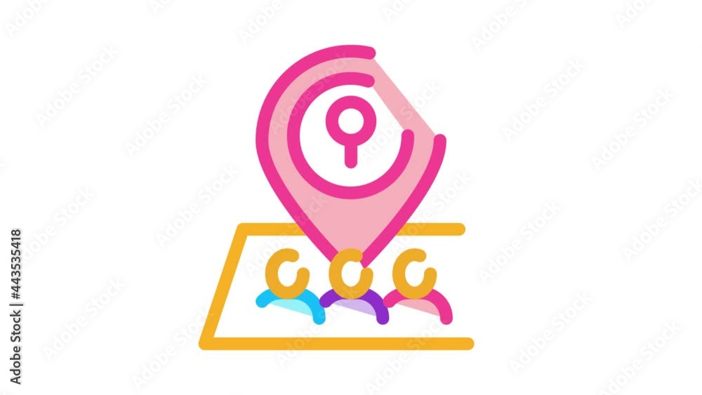 Poster gps mark location icon animation. color gps mark location animated icon on white background