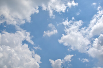 Bright Blue sky with white cloud. Beautiful sky background and wallpaper. Clear day and good weather in the morning.  