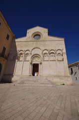 Fototapeta premium Facade of the Cathedral of Santa Maria della Purificazione, located in the ancient village of Termoli, Molise, Italy