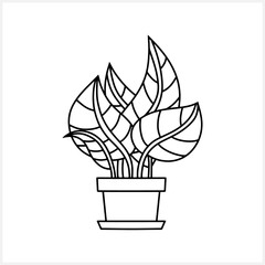 Doodle houseplant icon isolated on white. Home flower clipart. Vector stock illustration. EPS 10