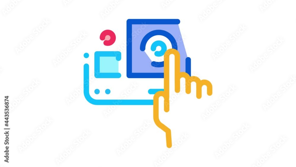 Poster action camera icon animation. color action camera animated icon on white background