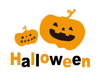 かわいいハロウィンのかぼちゃフおばけフレーム10月／手書きイラスト
