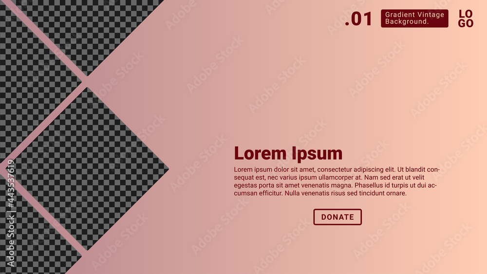 Poster gradient vintage background with blank image space. pale pink vector header web page