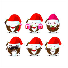 Santa Claus emoticons with coconut drink cartoon character. Vector illustration