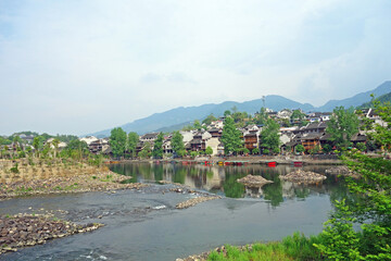 Fototapeta premium Beautiful scenery of Ancient village in Biancheng town, Hunan province China. Famous sceneric area in Chinese novel. Unseen China travel