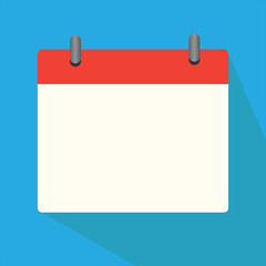 blank calendar icon on blue background. calendar icon sign. calendar day symbol. square icon calendar day. flat style.