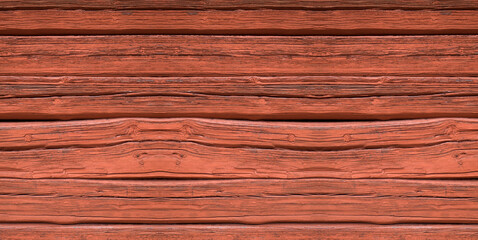 Wooden boards of a cottage with deep Falu red or falun red paint. This is a dye that is used in a...