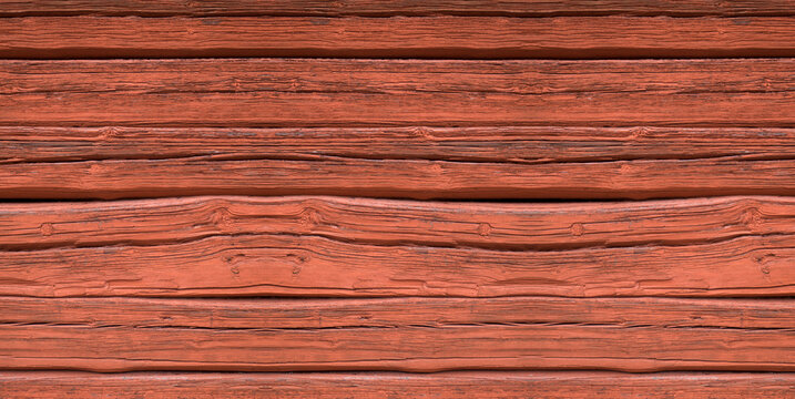 Wooden boards of a cottage with deep Falu red or falun red paint. This is a dye that is used in a deep red paint, well known for its use on wooden cottages and barns in Sweden and Finland
