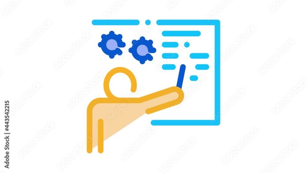 Poster technical lesson icon animation. color technical lesson animated icon on white background