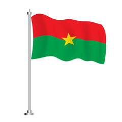 Burkina Faso Flag. Isolated Wave Flag of Burkina Faso Country.