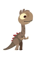 Baby dinosaur. The isolated object on a white background. Cheerful kind animal baby dino. Cartoons flat style. Prehistoric reptile. Funny. Illustration vector