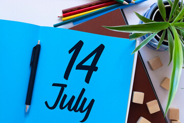 July 14. 14th day of the month, calendar date.  Summer month, day of the year concept.