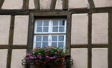 Fototapeta na wymiar Riquewihr....fenêtres et colombage