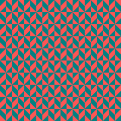 Patrón geométrico de triángulos y ángulos en colores rojo y verde