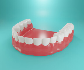 Tooth concept Dental medicine and health on green background 3d rendering