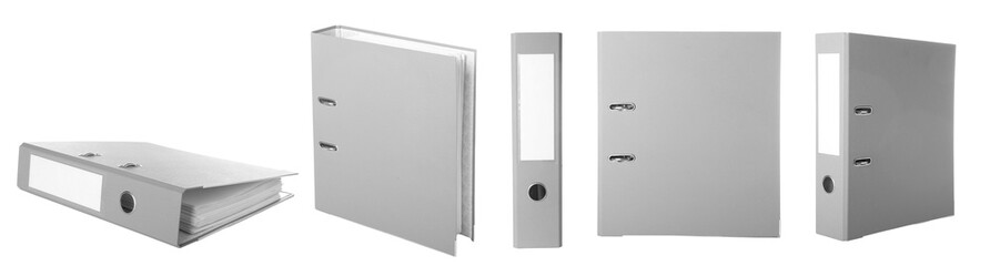 Grey office folder on white background - obrazy, fototapety, plakaty