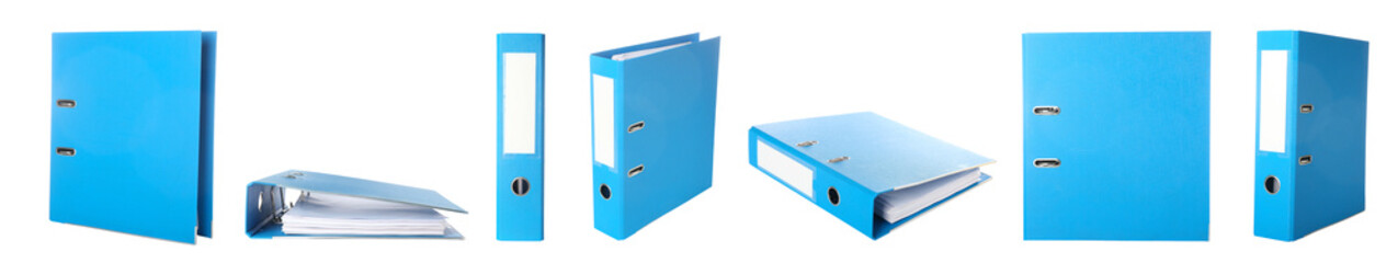 Blue office folder on white background