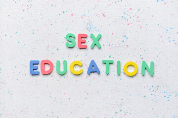 Text SEX EDUCATION on white background