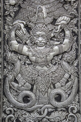 Temple art  plate steel design garuda at the door