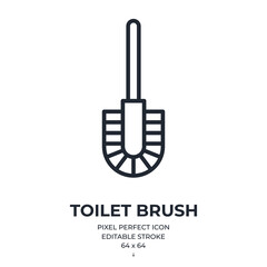 Toilet brush editable stroke outline icon isolated on white background flat vector illustration. Pixel perfect. 64 x 64.