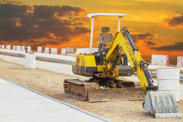 excavator at work site