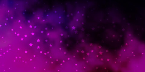 Dark Purple, Pink vector background with colorful stars.