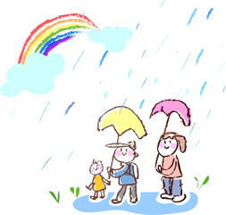 Rainy day walk, kids and adults.