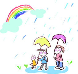 비오는 날 산책, 아이들과 어른