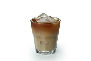 Glass of ice coffee isolated on white background