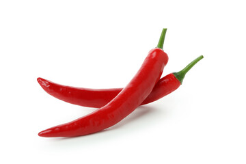 Red hot chili peppers isolated on white background