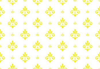 Flower geometric pattern. Seamless vector background. White and yellow ornament. Ornament for fabric, wallpaper, packaging. Decorative print