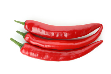 Red hot chili peppers isolated on white background