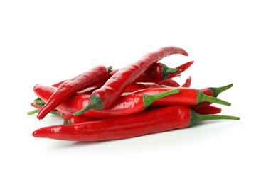 Red hot chili peppers isolated on white background