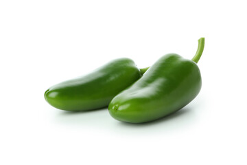 Green hot peppers isolated on white background